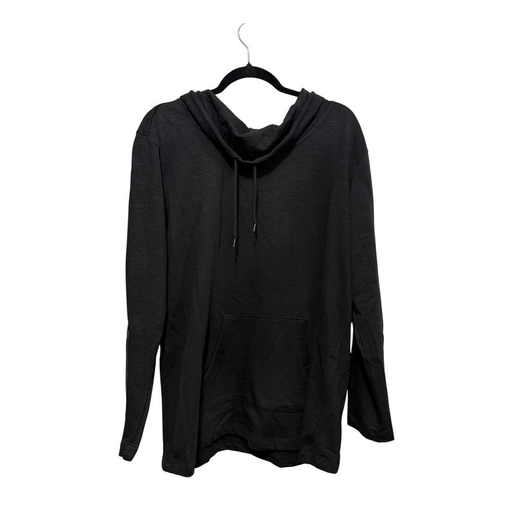 New Pure Energy Black Hoodie Cowl Neck Kangaroo Pocket Soft Knit Women's 1X